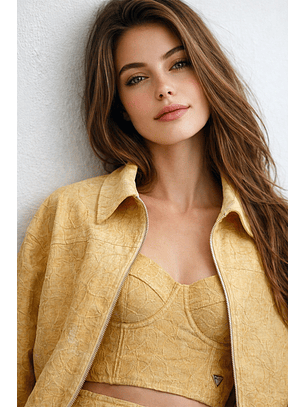 Casaco Bomber em Renda Bege- SAHOCO