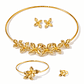Conjunto Flores Colar + Brincos + Pulseira + Anel Dourado - SAHOCO  - thumbnail 1