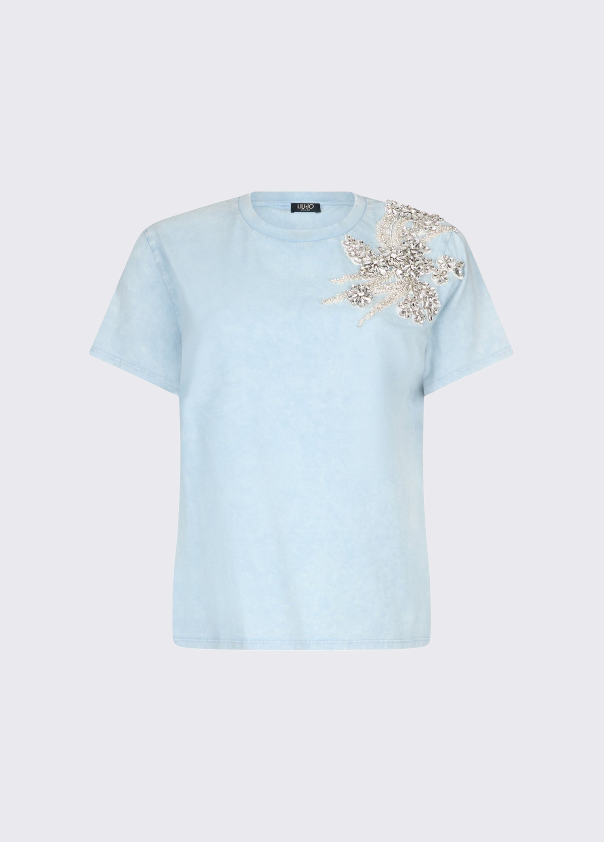 T-shirt com Aplicação em Strass Azul Claro - LIU JO  4