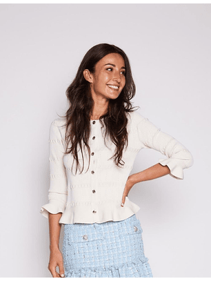 Casaco de Malha com Folho Bege - LIU JO