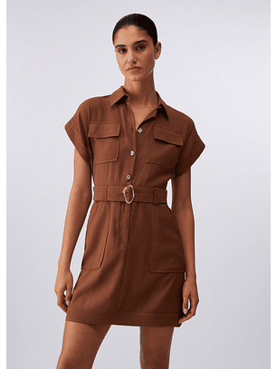 Vestido Manga Curta Camel - LIU JO 