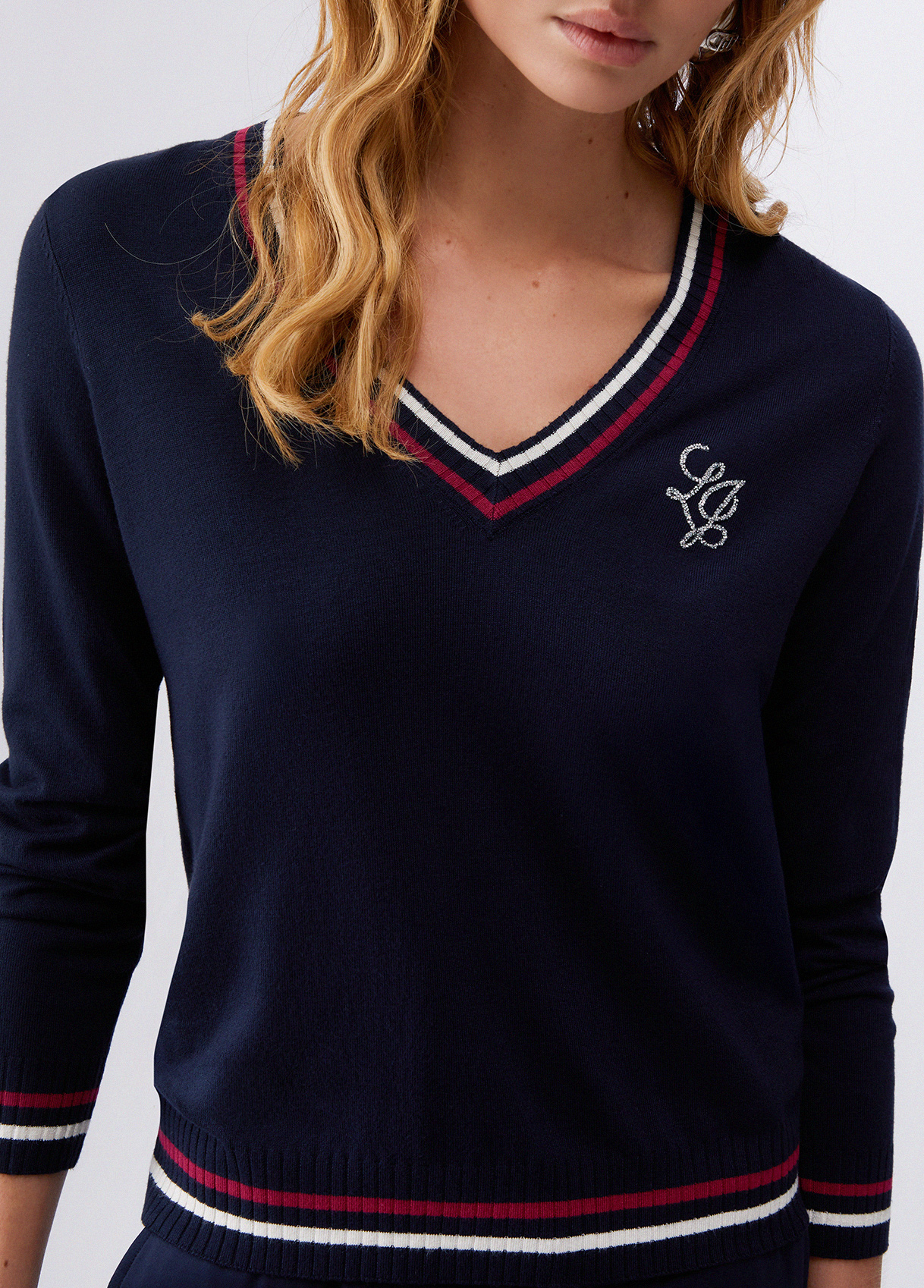 Camisola de Malha Decote V Azul - LIU JO 4