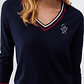 Camisola de Malha Decote V Azul - LIU JO - thumbnail 4