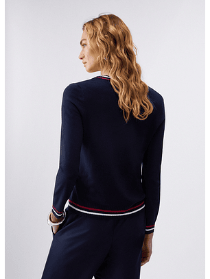 Camisola de Malha Decote V Azul - LIU JO