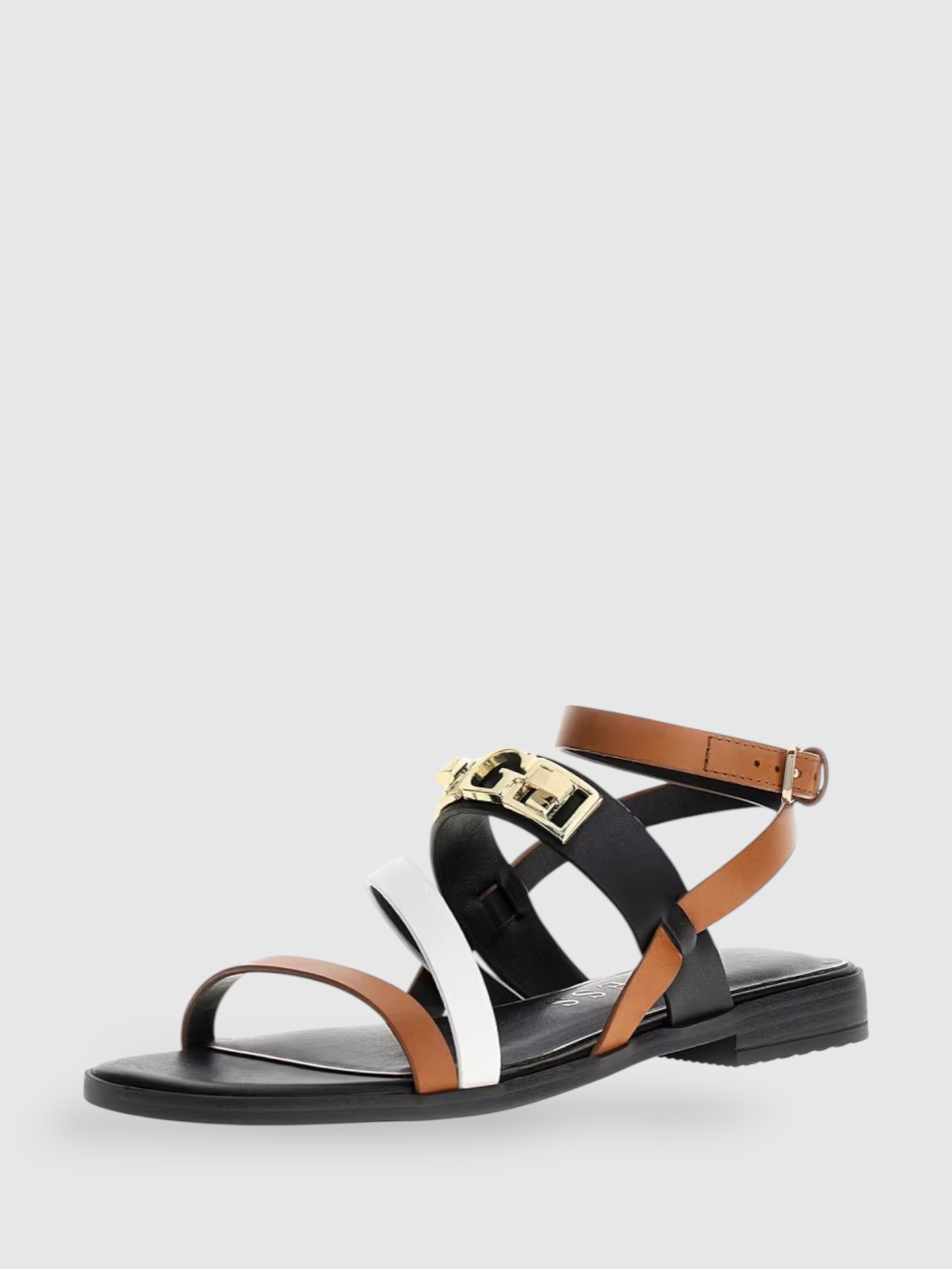 Sandália Rasteira RULA com Tiras Preto e Camel - Guess  1