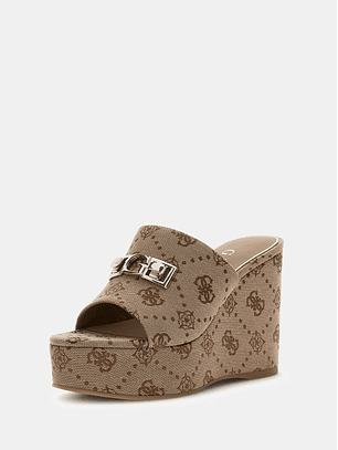 Sandália de Cunha Logo Bege - Guess  
