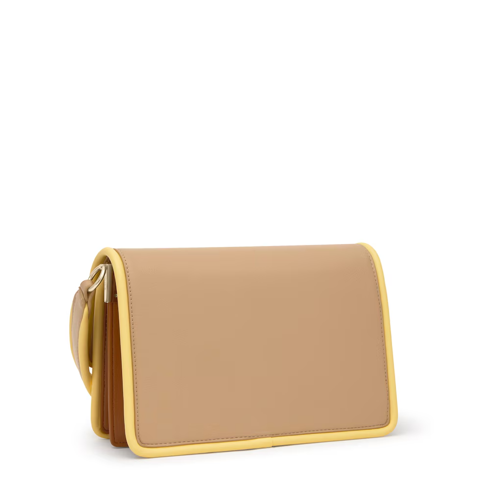 Mala de Ombro Audree Pipings Bege e Amarelo - Tous  3