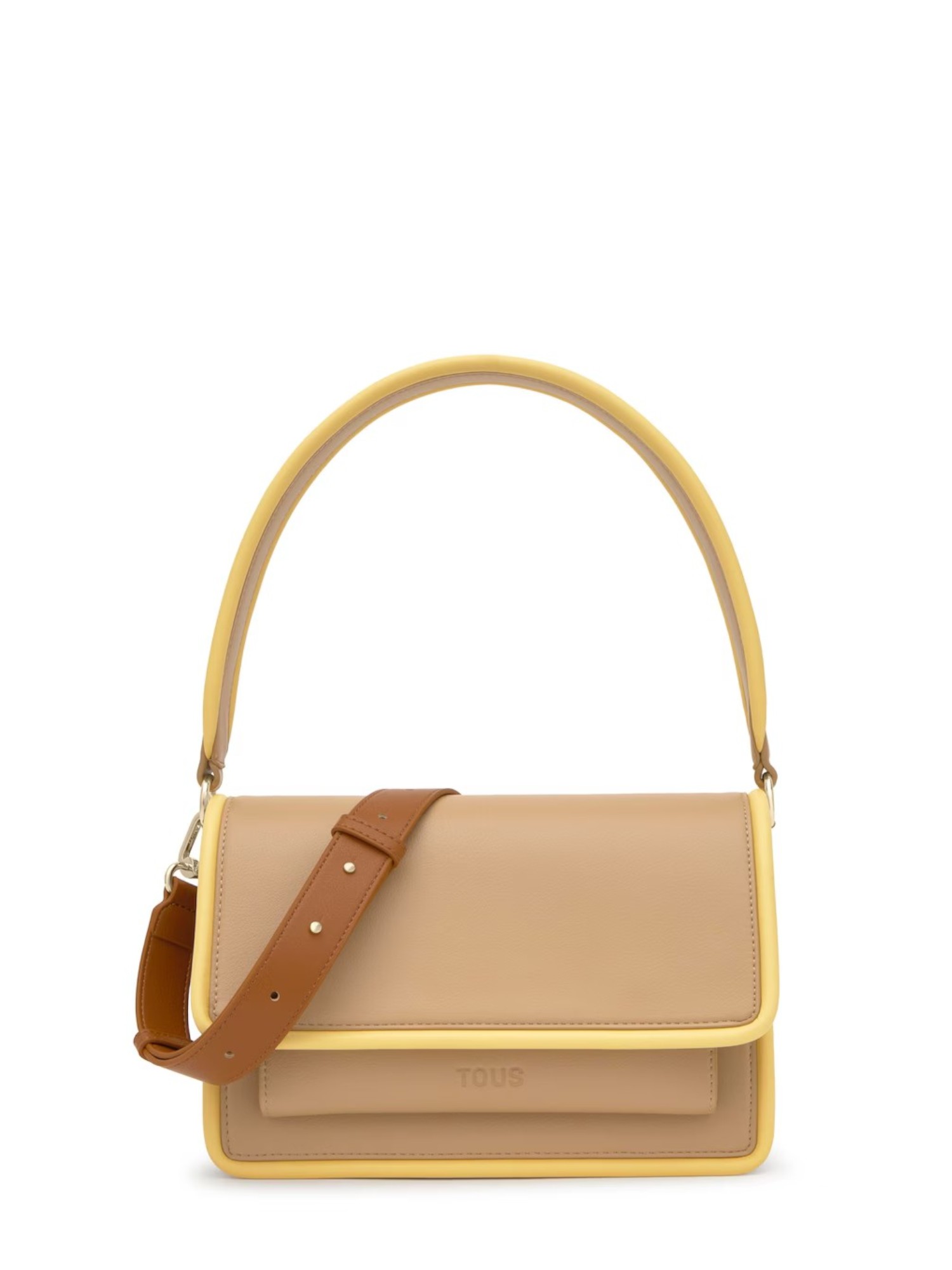 Mala de Ombro Audree Pipings Bege e Amarelo - Tous  1