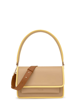 Mala de Ombro Audree Pipings Bege e Amarelo - Tous 