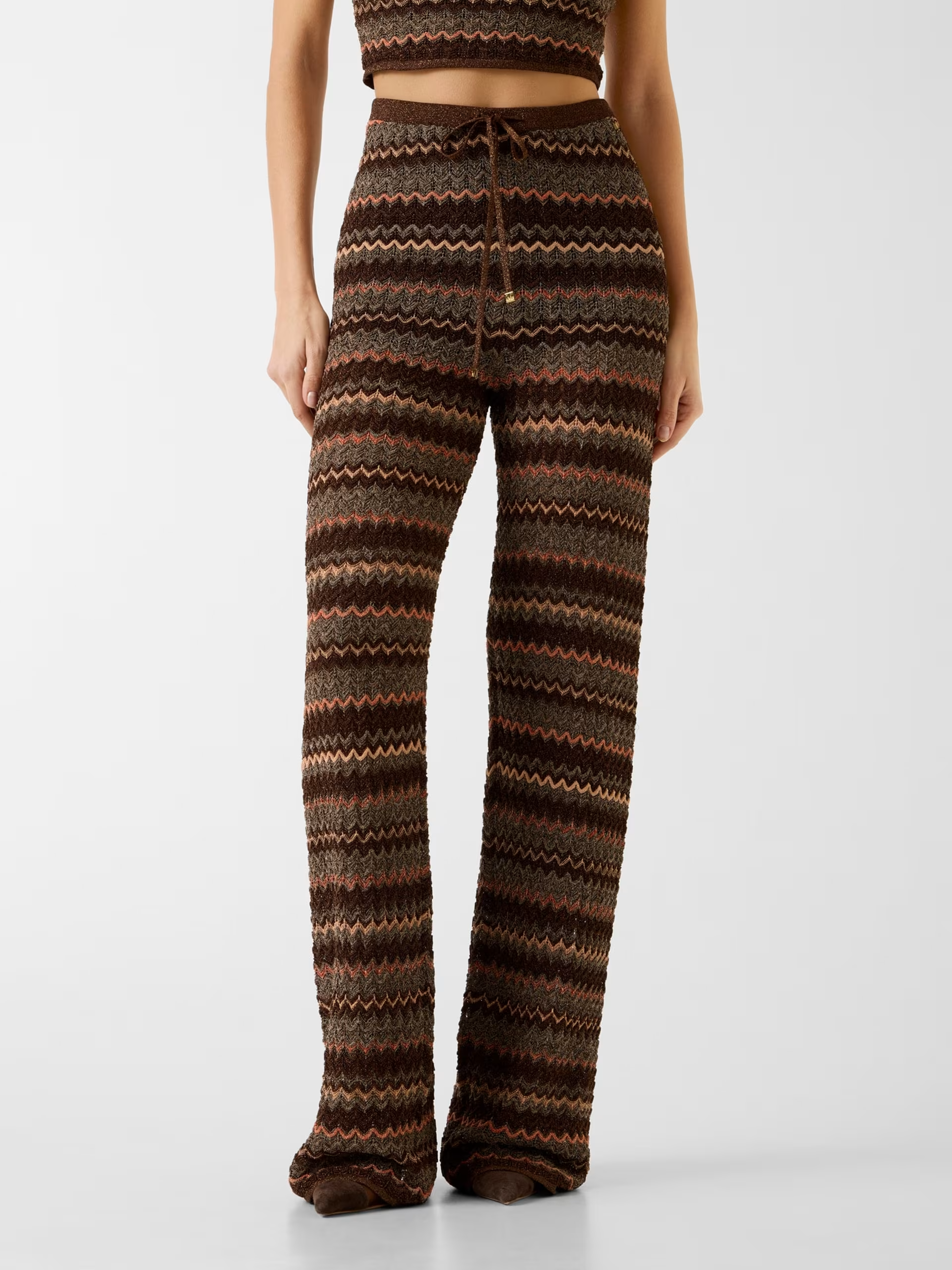 Calças Tricô SUKI Lurex Castanho - Guess Marciano 1