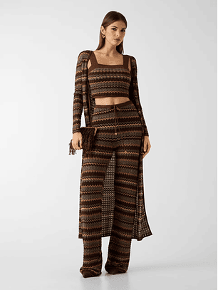 Calças Tricô SUKI Lurex Castanho - Guess Marciano