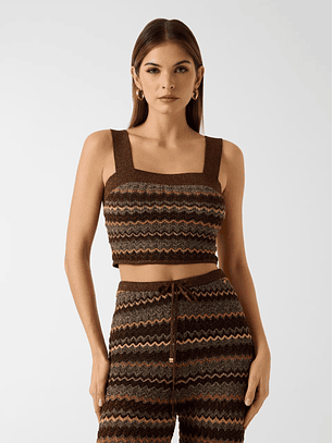Top Tricô SUKI Lurex Castanho - Guess Marciano