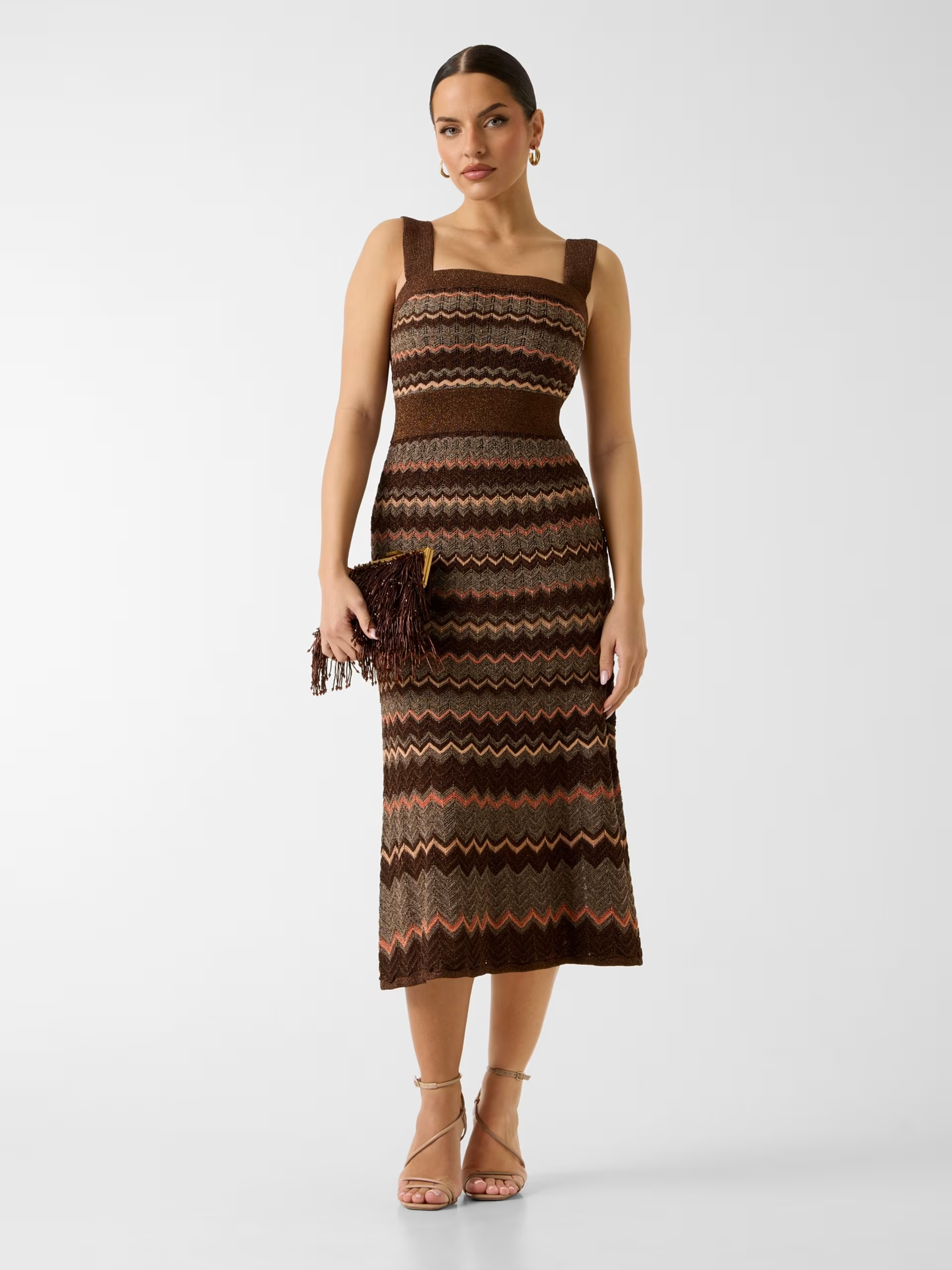 Vestido Tricô SUKI Lurex Castanho - Guess 1