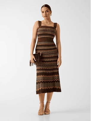 Vestido Tricô SUKI Lurex Castanho - Guess