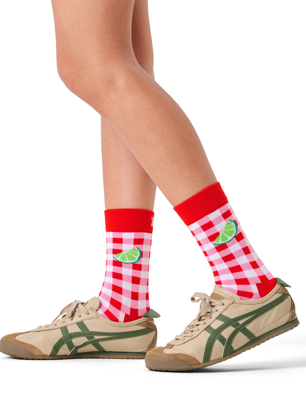 Meias Gingham Lime Vermelho - Happy Socks  2