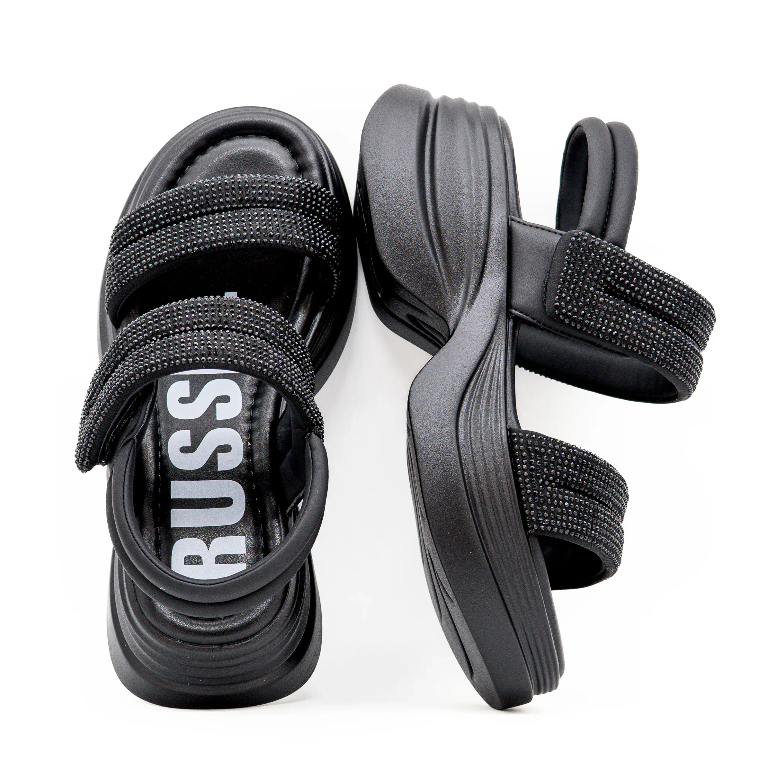 Sandália LEA Plataforma em Strass Preto - Russel Matos 5