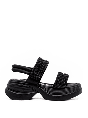 Sandália LEA Plataforma em Strass Preto - Russel Matos