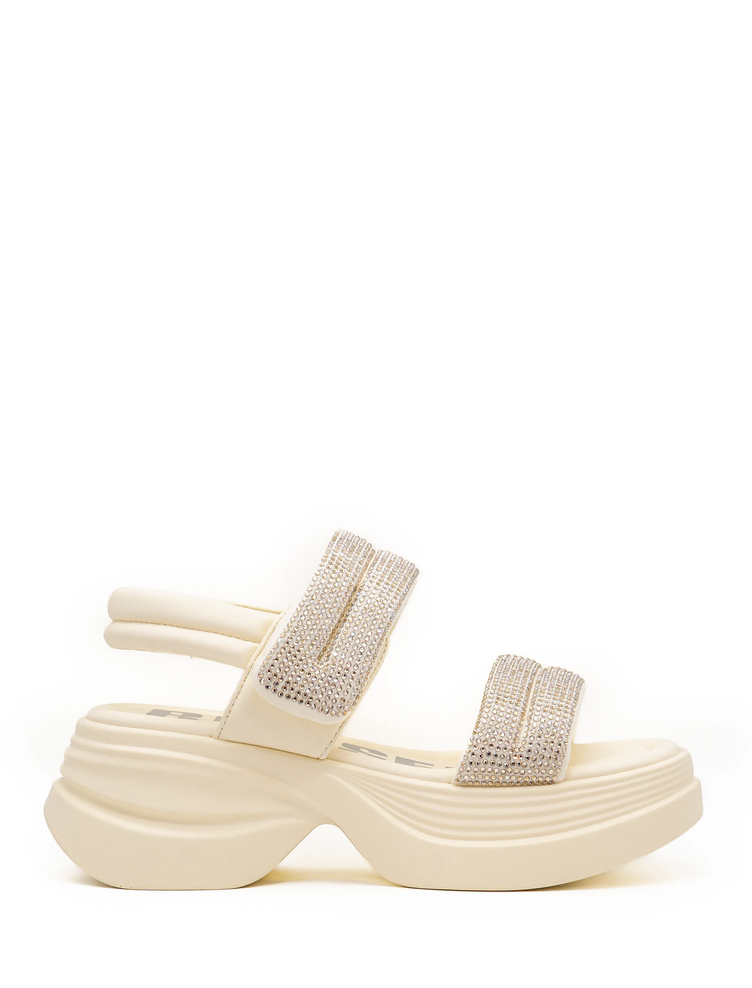 Sandália LEA Plataforma em Strass Bege - Russel Matos 1