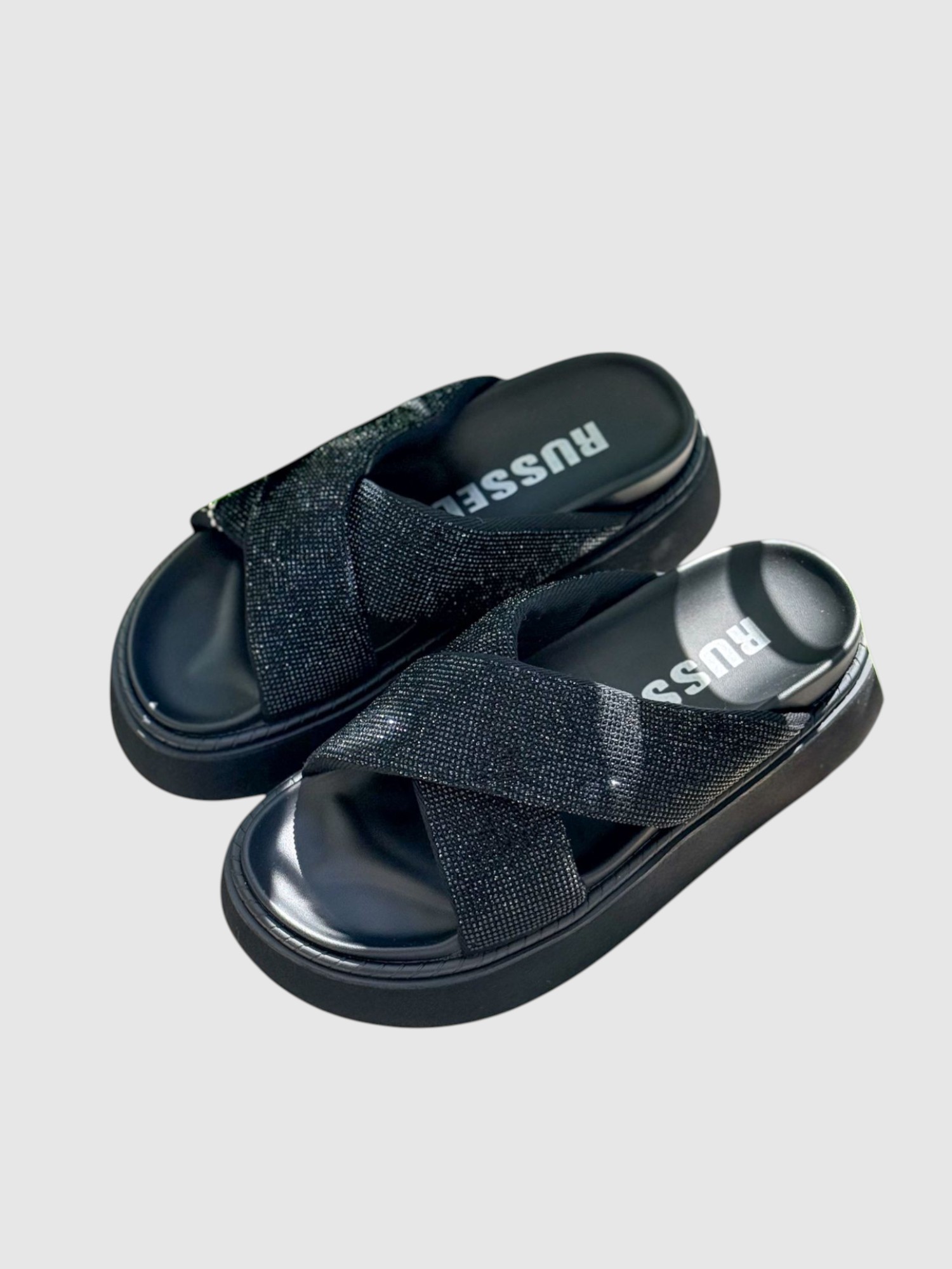 Chinelo Platafoma com Strass LIS Preto - Russel Matos 1