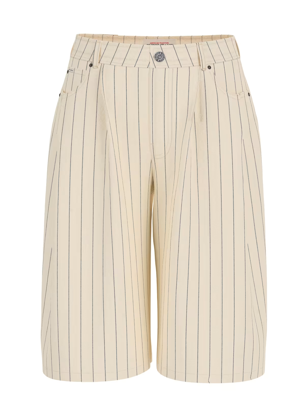 Calções Compridos Wide Riscas Bege - Guess Jeans 4