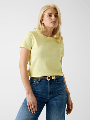 T-shirt com Lavagem Amarelo - Guess