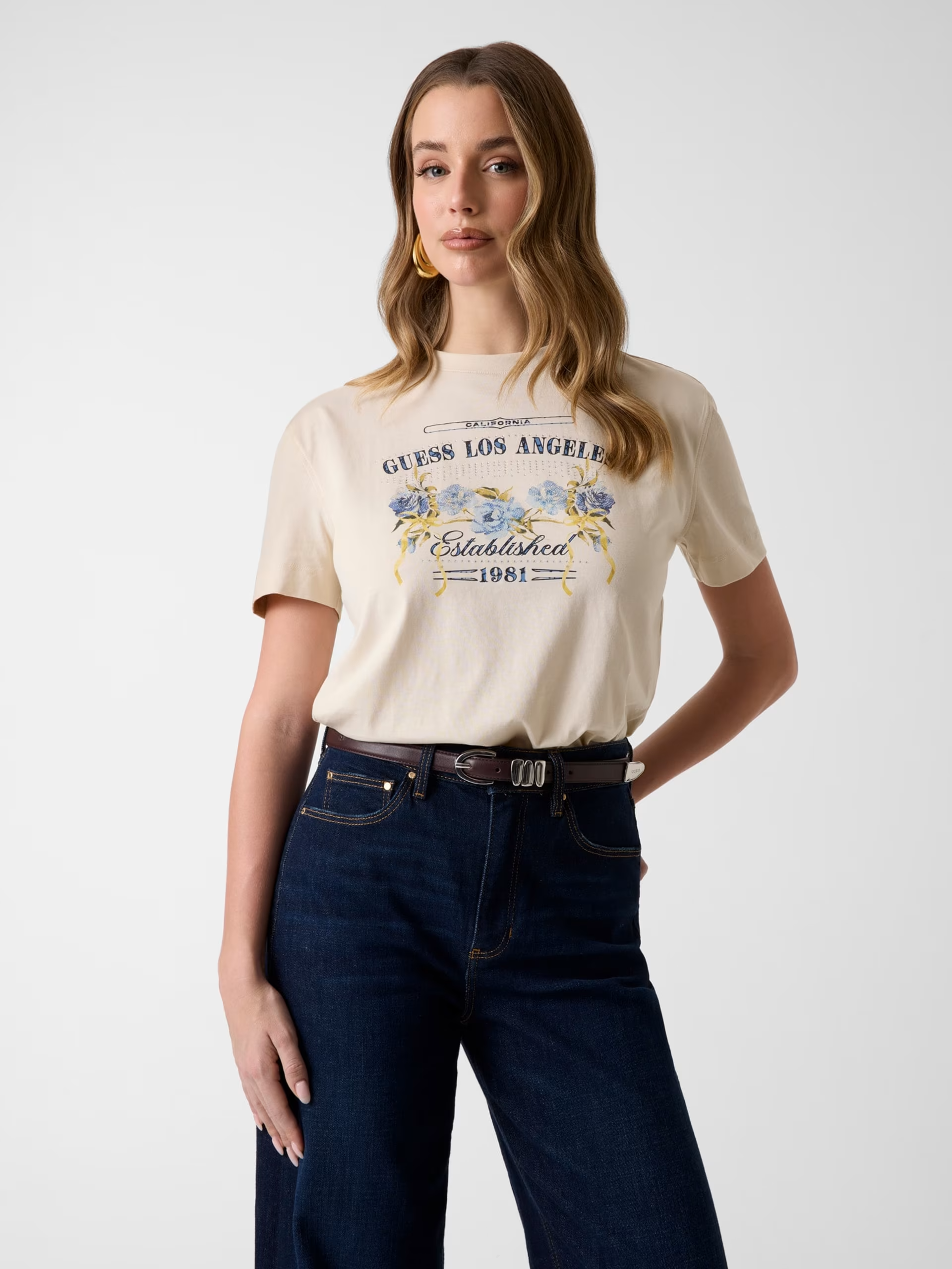 T-shirt Flores Bege - Guess 1