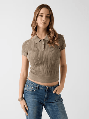 Polo em Renda VIENNA Verde Seco - Guess