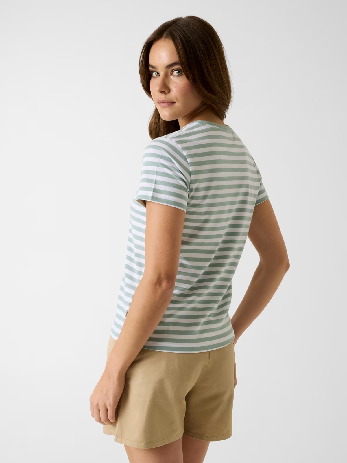 T-shirt Riscas Verde e Branco - Guess Jeans 3