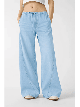 Calças Largas com Cós de Atilho Ganga Clara - Guess Jeans