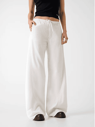 Calças Largas com Cós de Atilho Ganga Branco - Guess Jeans