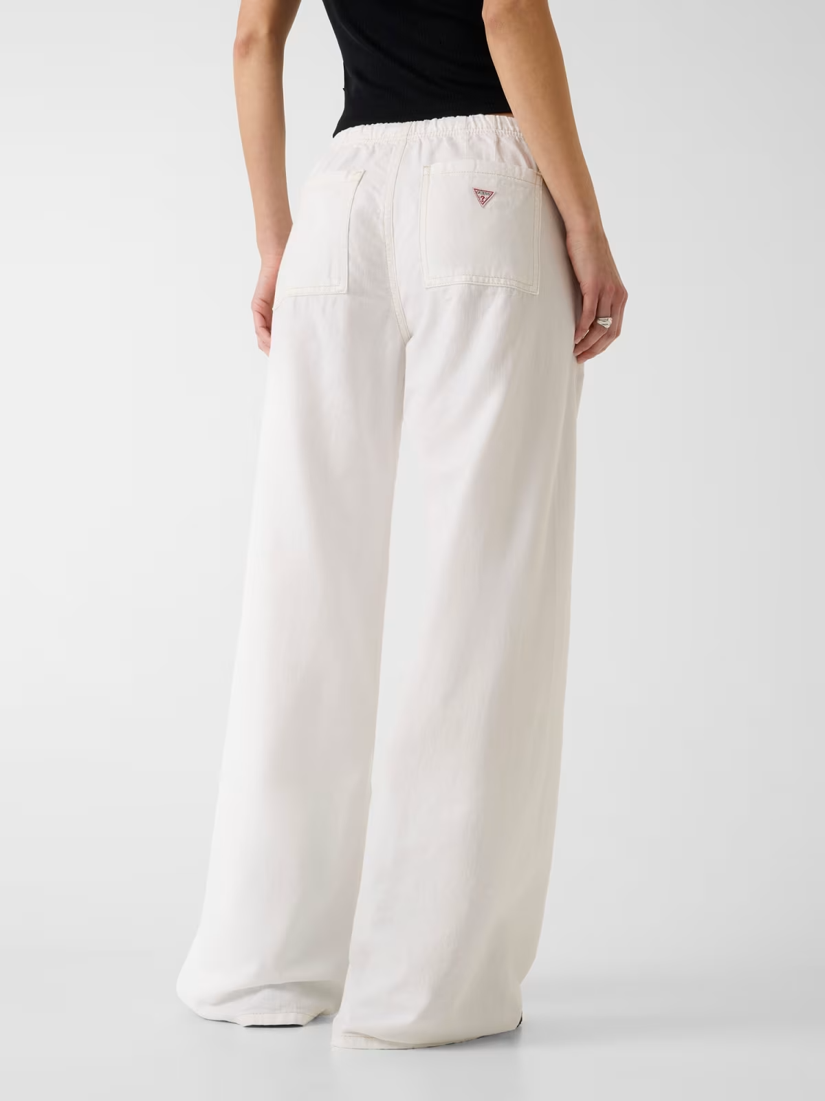 Calças Largas com Cós de Atilho Ganga Branco - Guess Jeans 2