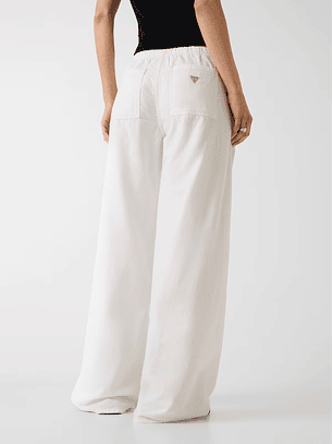 Calças Largas com Cós de Atilho Ganga Branco - Guess Jeans