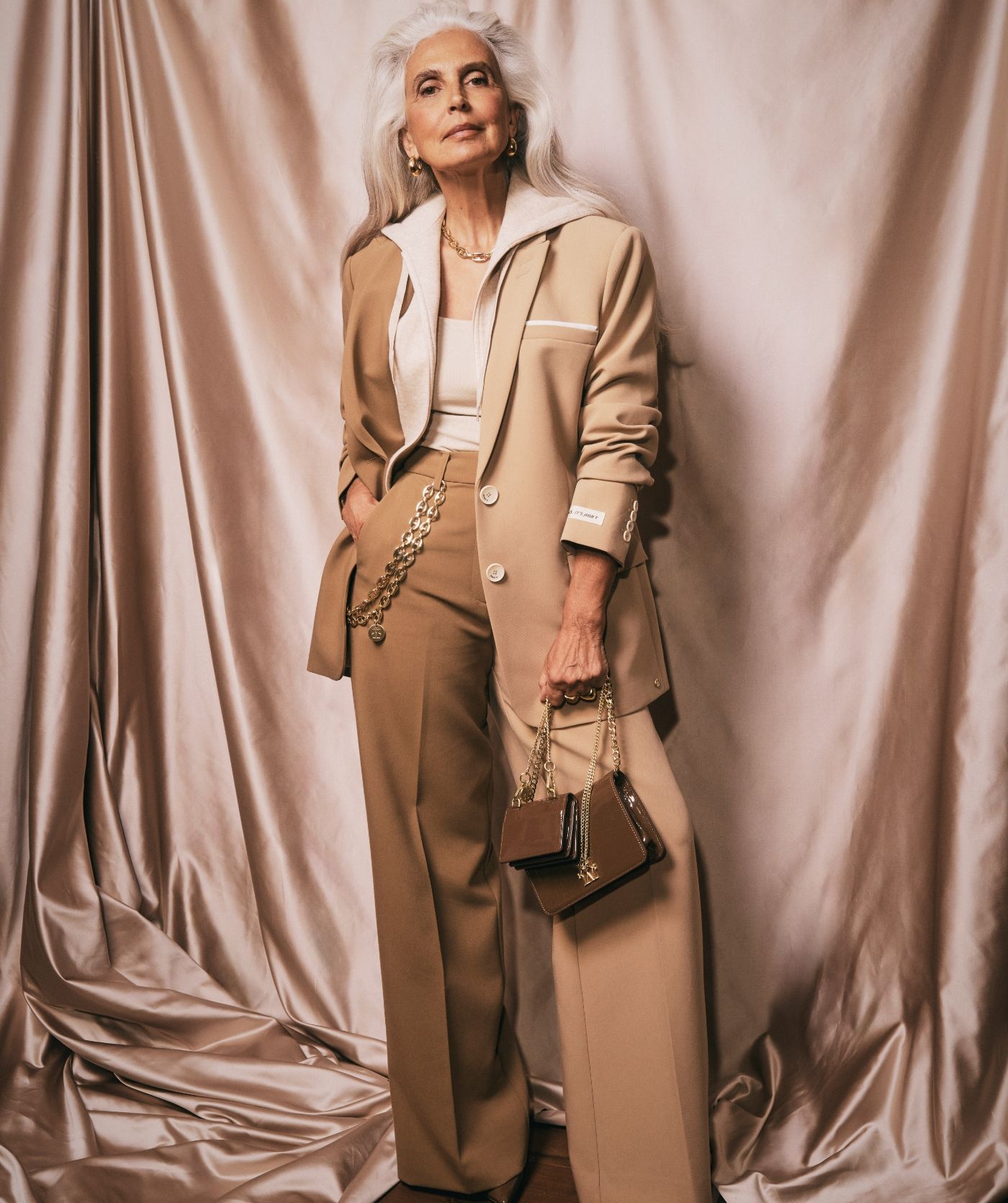 Calças Bicolores EMMA Bege e Camel - Josh V 8