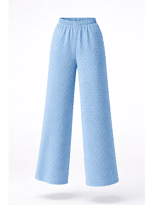 Calças Largas Tecido Texturizado Azul - SAHOCO