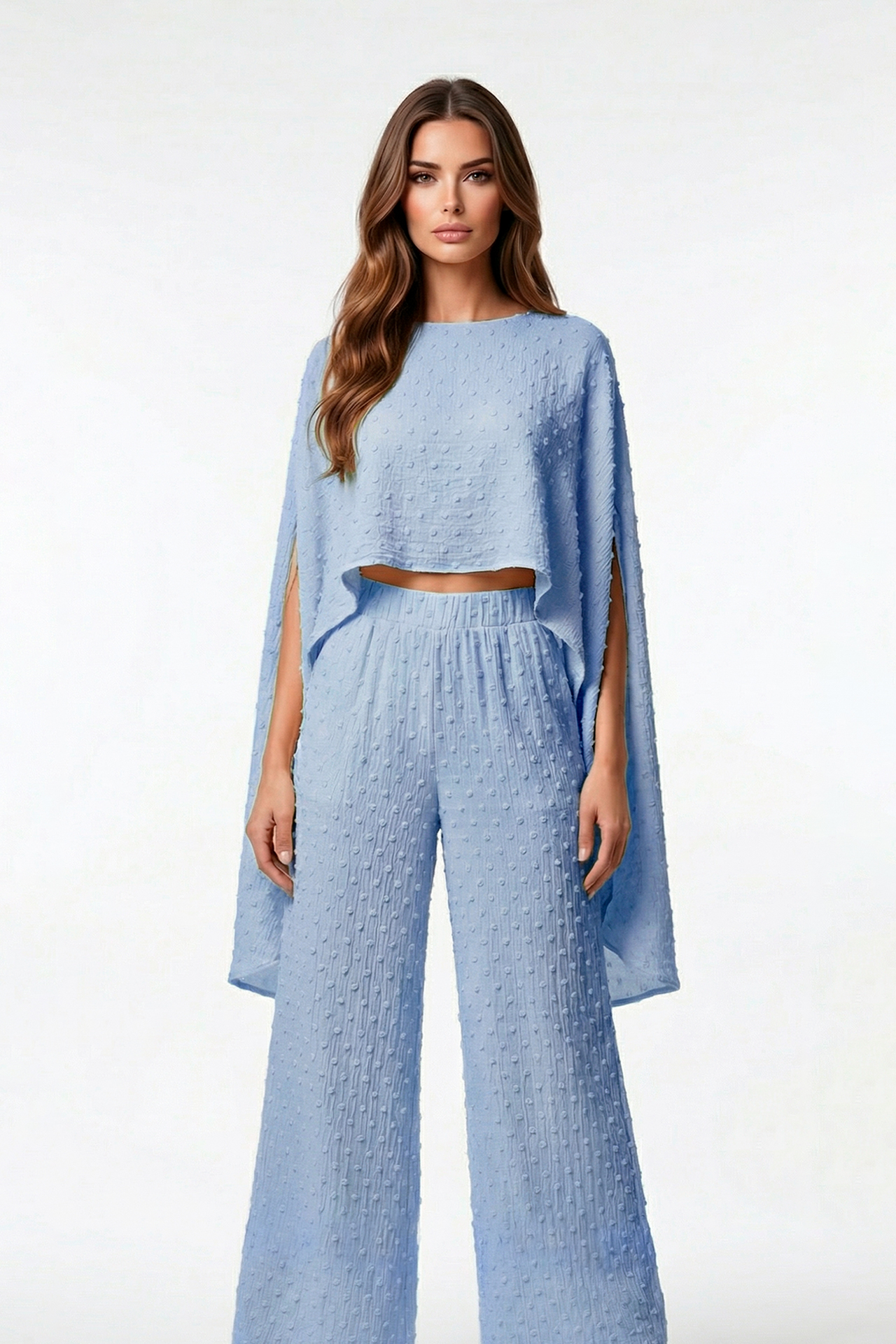 Blusa Capa em Tecido Texturizado Azul - SAHOCO 6