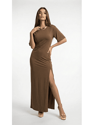 Vestido Comprido com Colar Castanho - SAHOCO