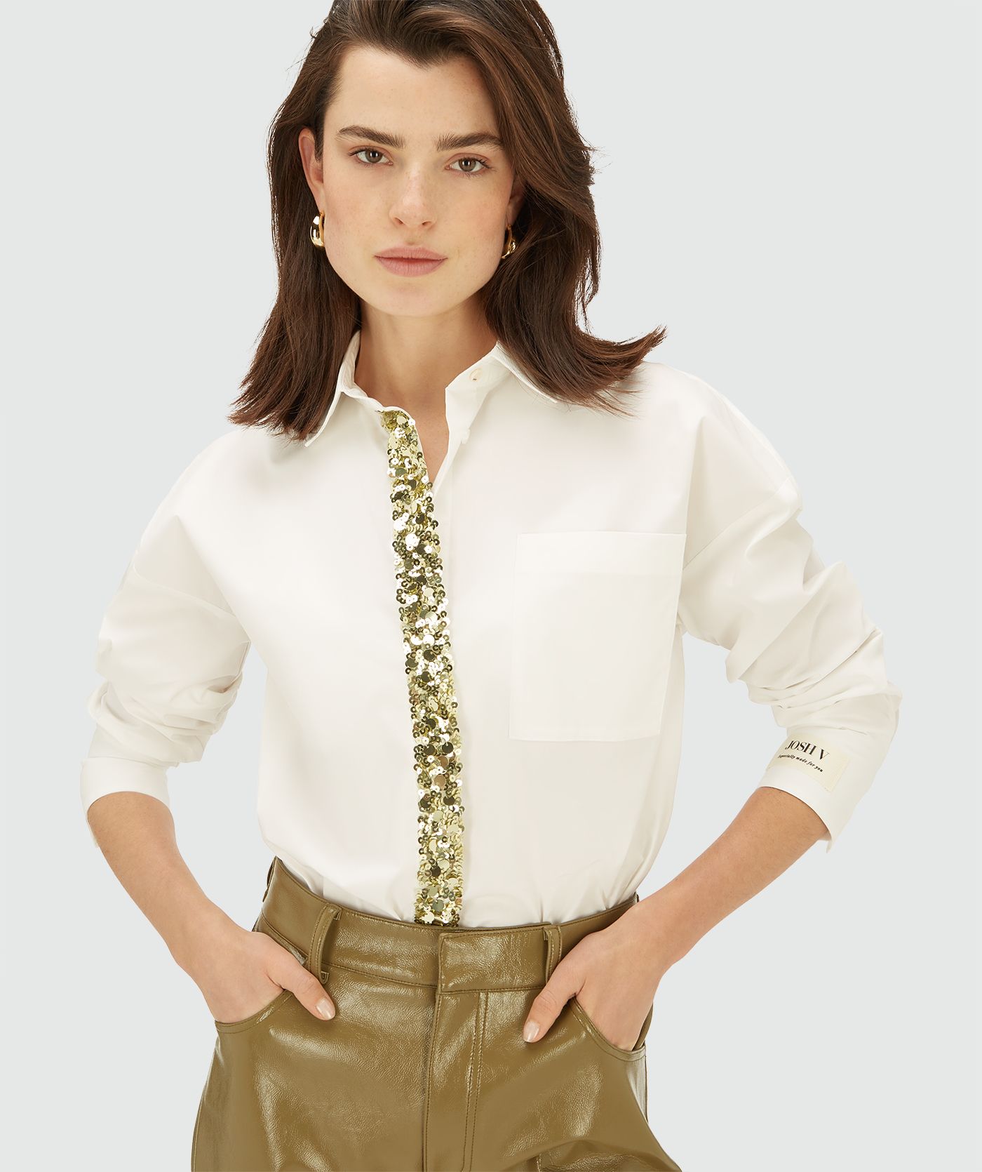 Camisa com Latejoulas CECILE Branco - Josh V 1