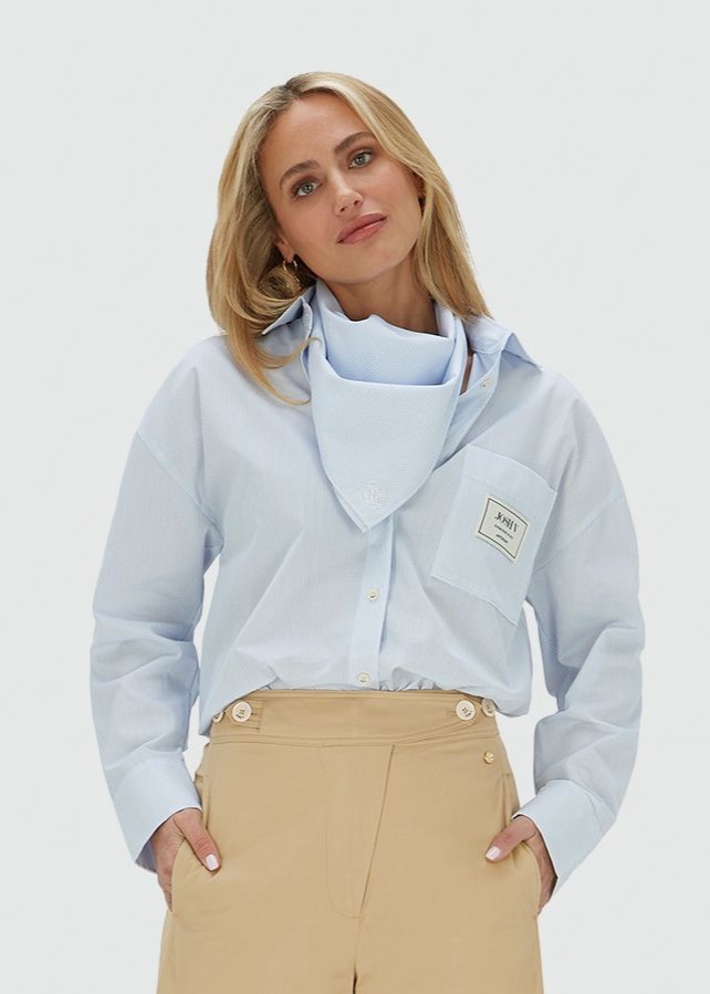 Camisa NEVEAH com Riscas e Lenço Azul - Josh V 1