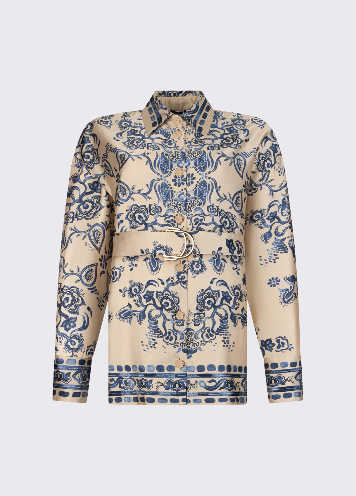 Camisa Acetinada Estampa Azul e Branco  - Liu Jo  6