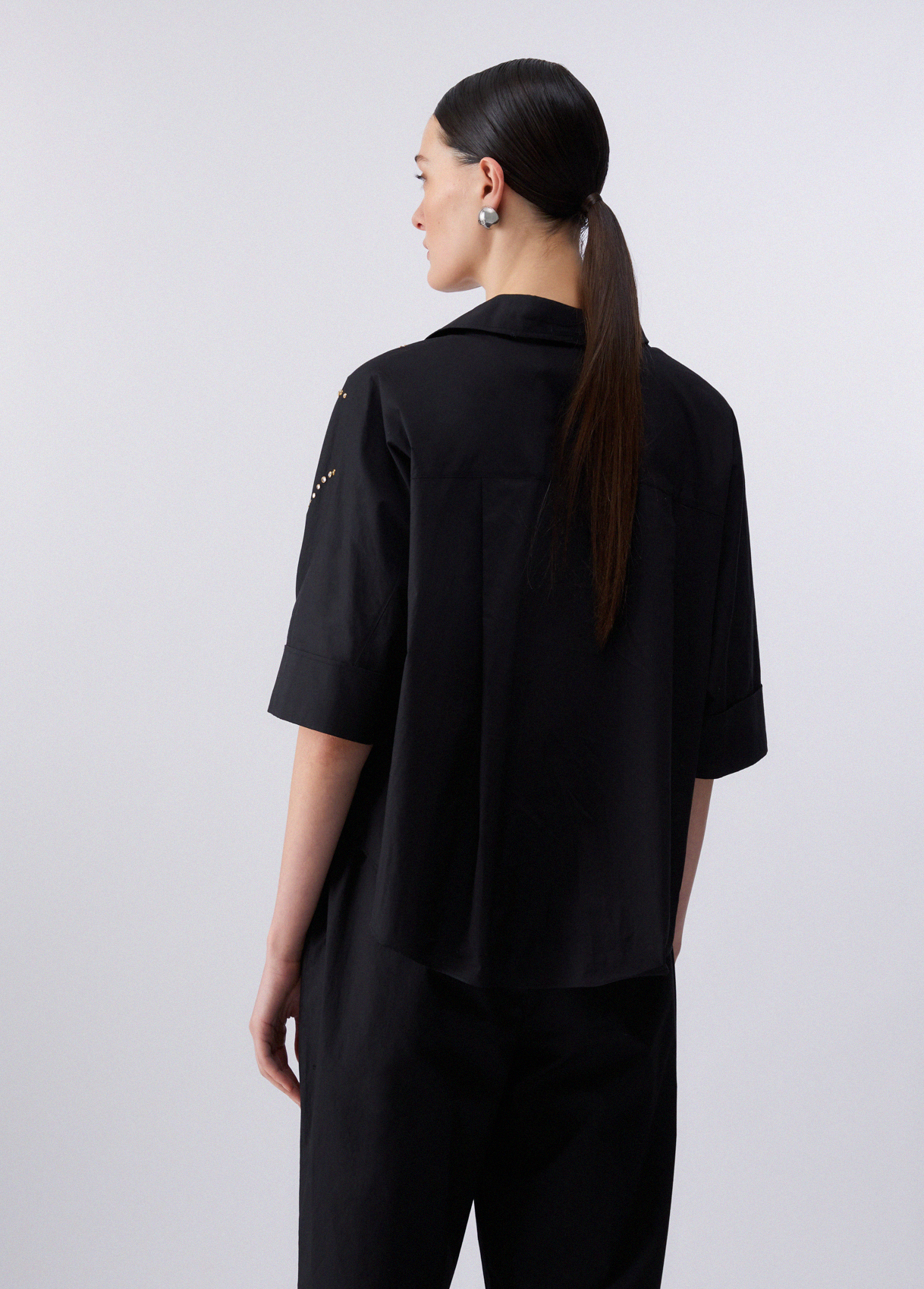 Camisa Manga Curta com Brilhos Preto - Liu Jo  3