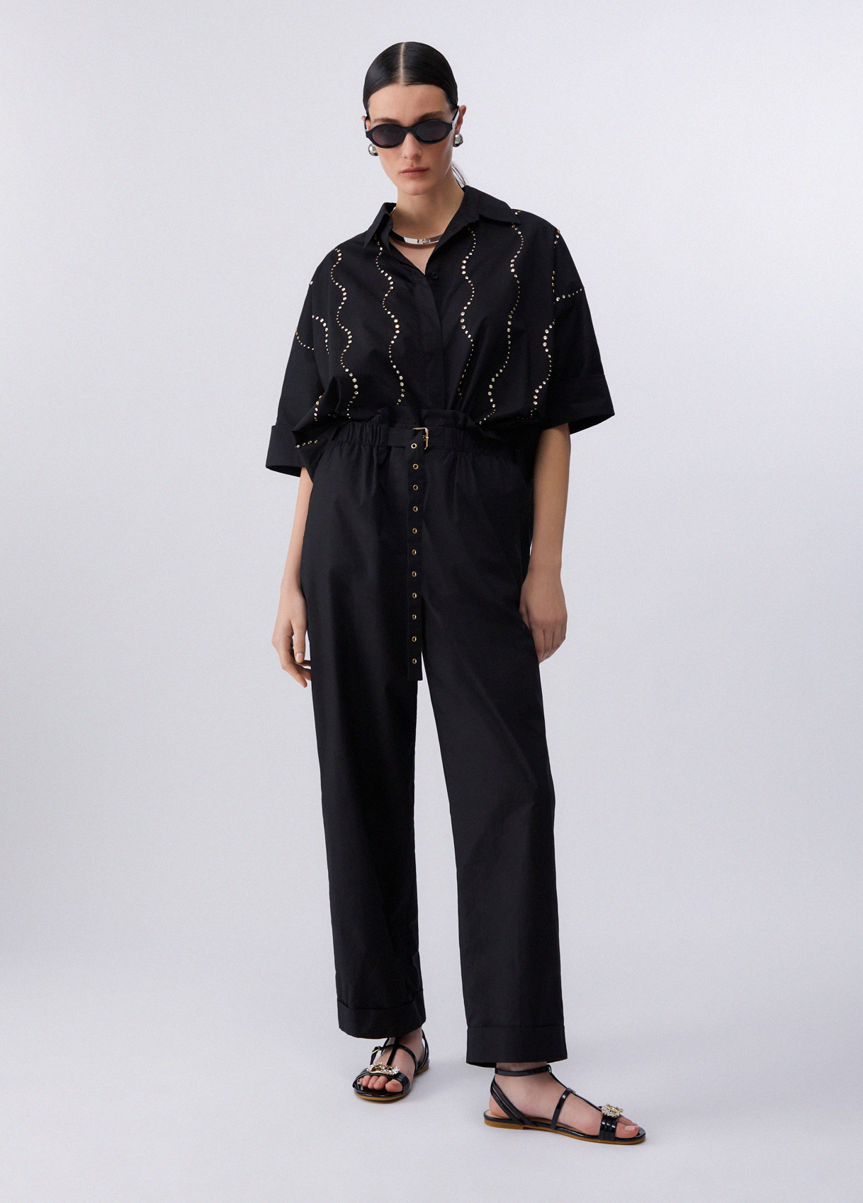 Camisa Manga Curta com Brilhos Preto - Liu Jo  2