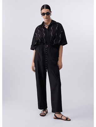 Camisa Manga Curta com Brilhos Preto - Liu Jo 