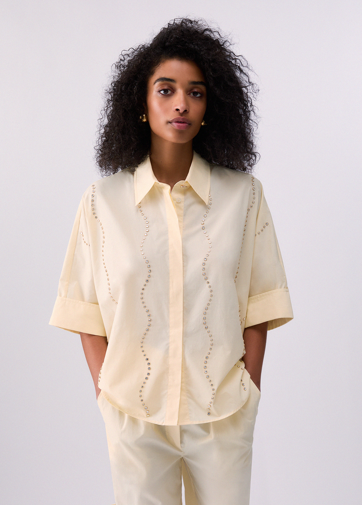 Camisa Manga Curta com Brilhos Amarelo - Liu Jo  1