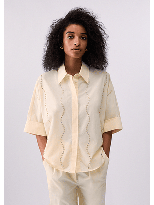 Camisa Manga Curta com Brilhos Amarelo - Liu Jo 