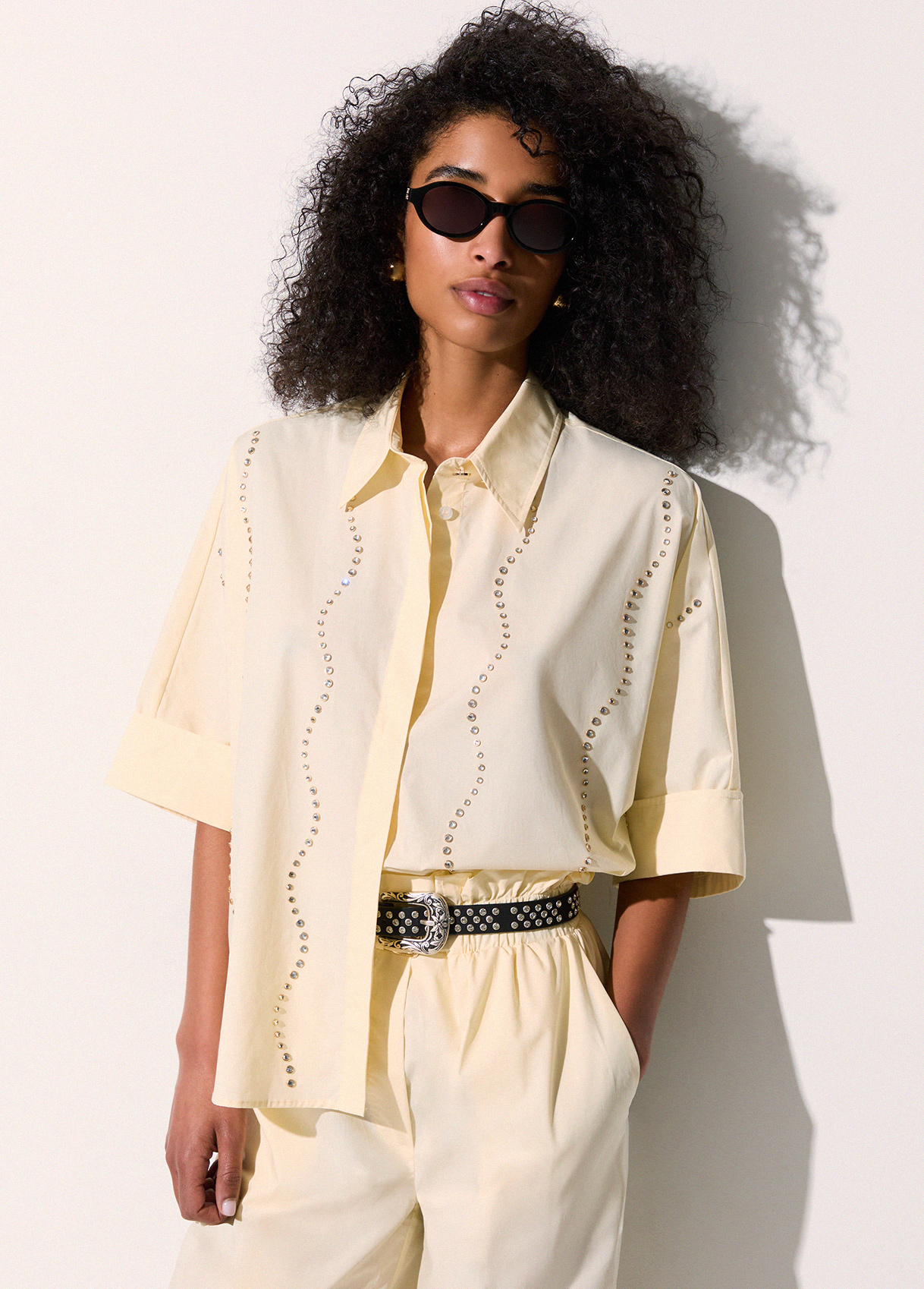 Camisa Manga Curta com Brilhos Amarelo - Liu Jo  3