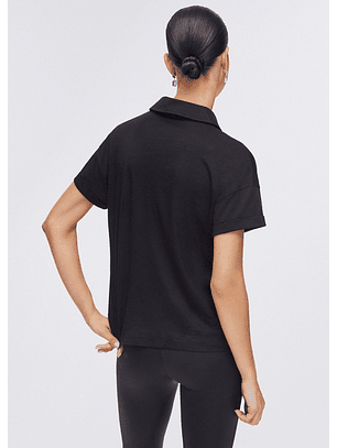Polo Manga Curta Com Brilhos Preto  - LIU JO
