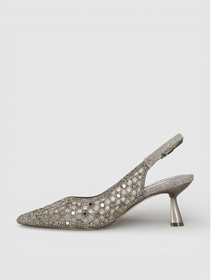 Sapato com Strass Chumbo e Dourado - Menbur