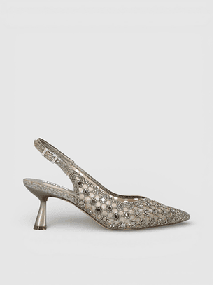 Sapato com Strass Chumbo e Dourado - Menbur