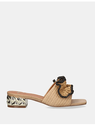 Mule em Ráfia Katy 467 Bege - EXÉ 