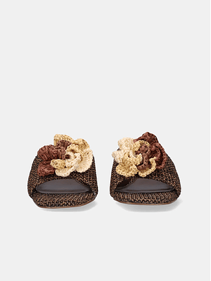 Mule em Ráfia Katy 401 Castanho - EXÉ 